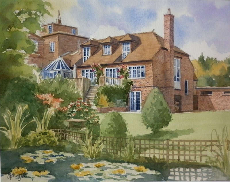 House with lily pond