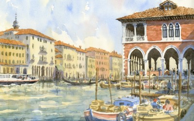 Painting demo of The Fishmarket, Venice