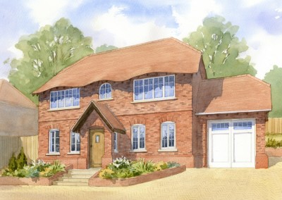 Brick-built detached house with eyebrow eaves
