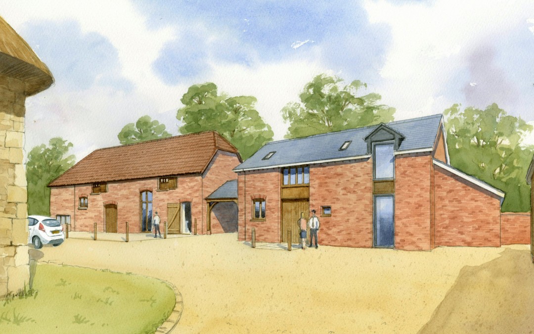 Brick farm buildings converted to business use