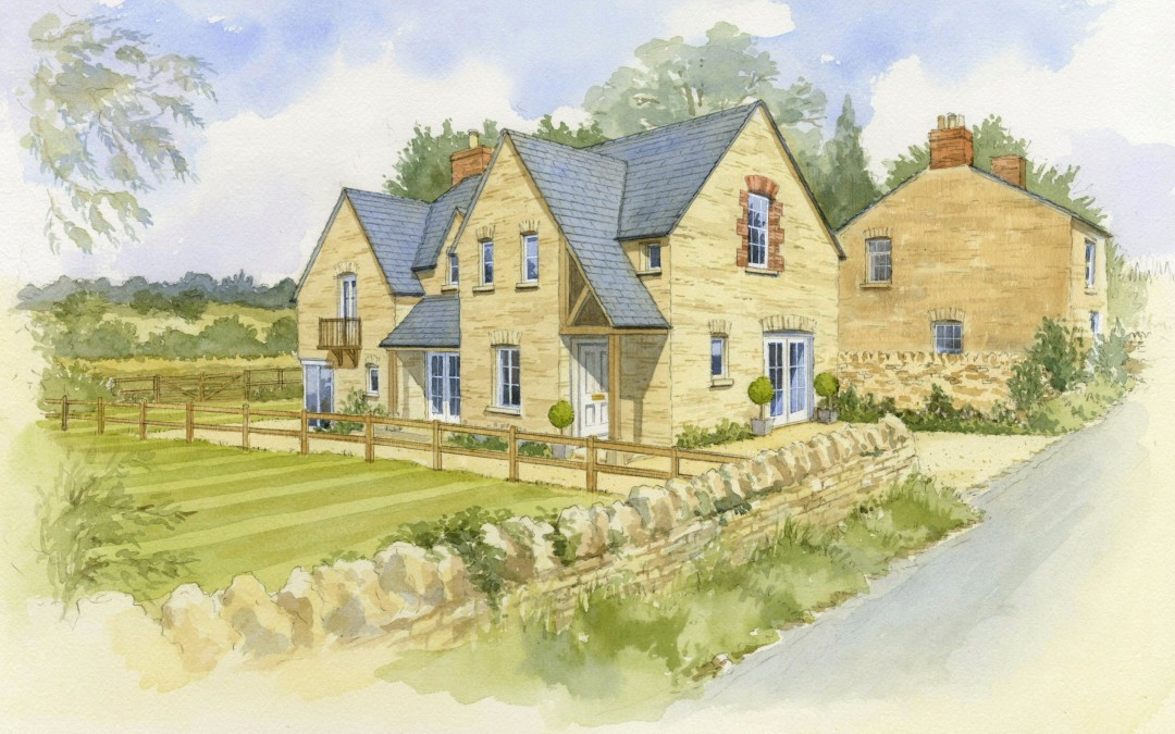 Cotswold stone detached house in its setting