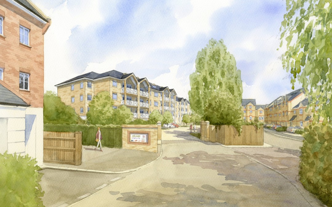 Artist’s impression of proposed apartment blocks in existing setting