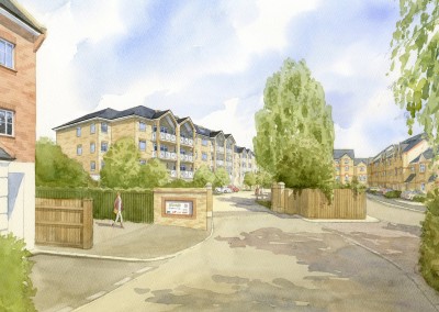 Artist’s impression of proposed apartment blocks in existing setting