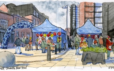 Out with the Birmingham Urban Sketchers Chinese New Year 2019
