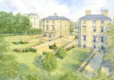 Redevelopment of Bath Stone houses on sloping site