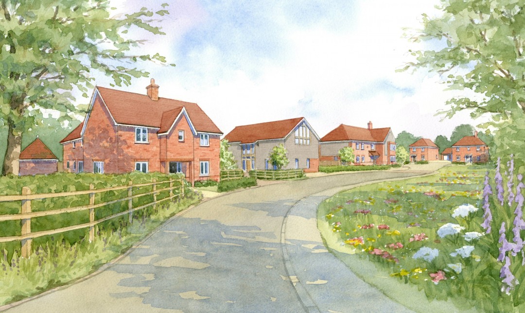 Proposed street view with meadow borders
