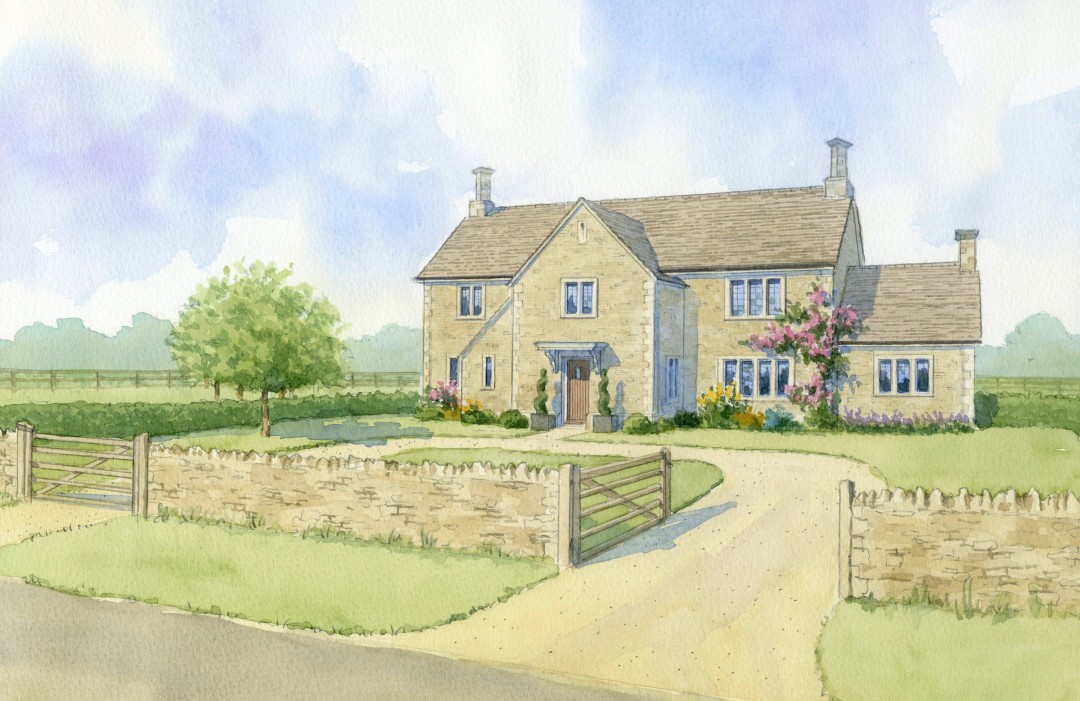 Cotswold stone detached house new build